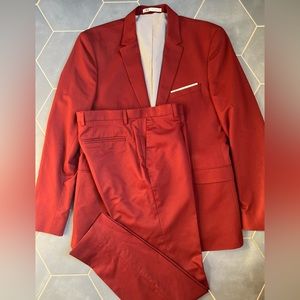 Burgundy ZARA slim fit suit men’s 40R